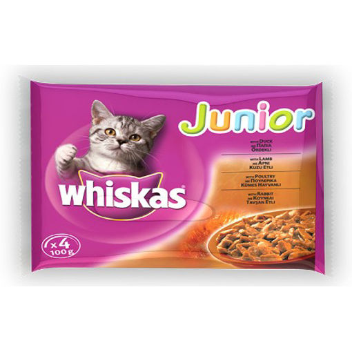 WHISKAS KEDI YAVRU POUCH ET ÇEŞT. 4 LU (4X85GR) nin resmi