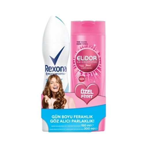 DEL.REXONA DEO 150ML SHOWER FRESH+ELIDOR SAMP200ML nin resmi