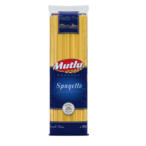 MUTLU MAKARNA 500 GR SPAGHETTI nin resmi