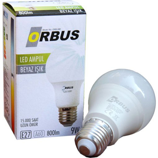 ORBUS LED AMPUL BEYAZ ISIK E27 9W nin resmi