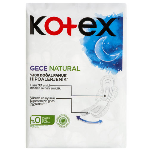 DEL.KOTEX NATURAL 14 LU ULTRA SÜPER .PAKET GECE nin resmi