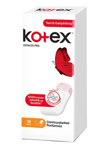 KOTEX INCE GUNLUK PED 18 LI PARFUMSUZ nin resmi