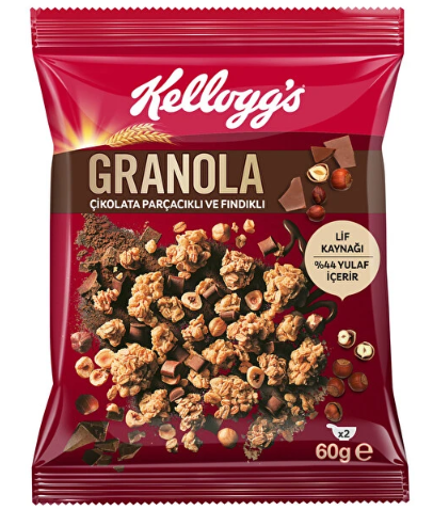 KELLOGS 60 GR GRANOLA CIKOLATA FINDIK nin resmi